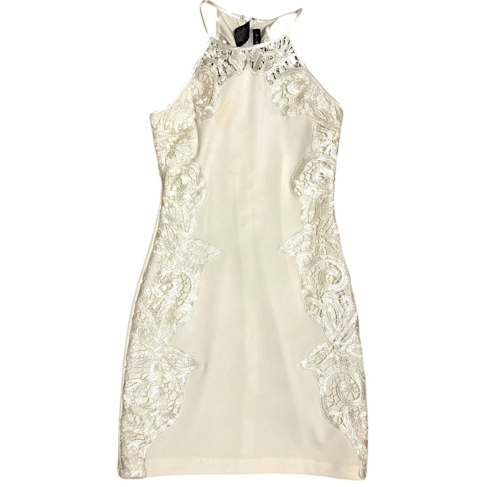 Elegant White Lace Halter Dress